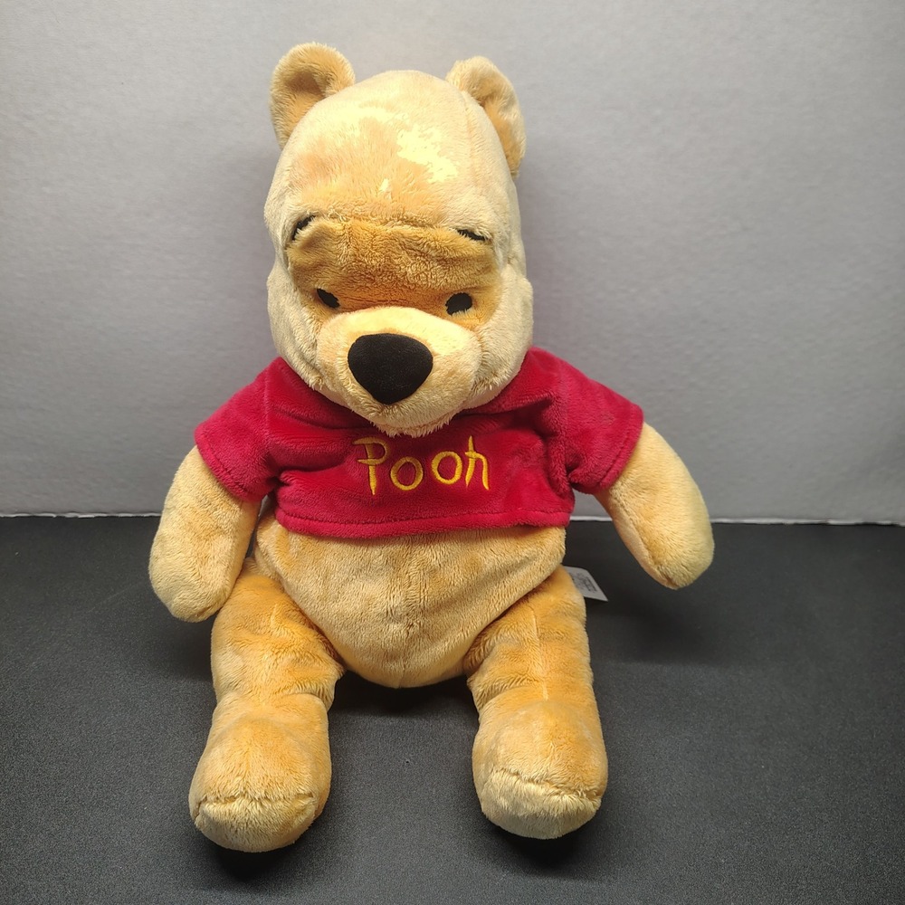 Disney Winnie the Pooh Plush Toy Kids 16in Yellow Red Stuffed Animal Bear